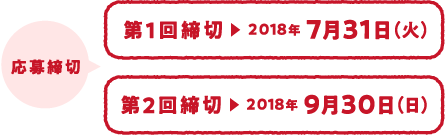 応募締切 第1回締切 2018年7月31日(火) 第2回締切 2018年9月30日(日)